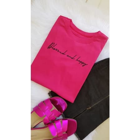 T-Shirt/Camiseta/Blusa Feminina Pink/Blessed and Happy.