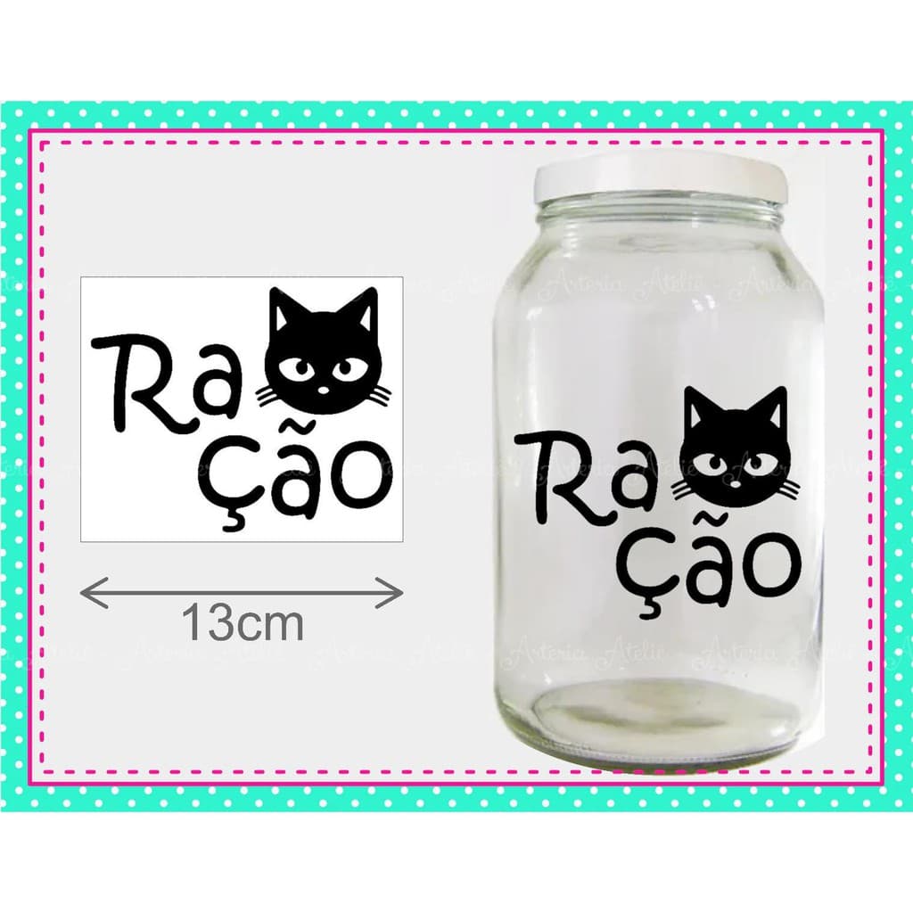 Etiqueta Adesiva para pote de ração de gato gatinho pet lovers comedouro