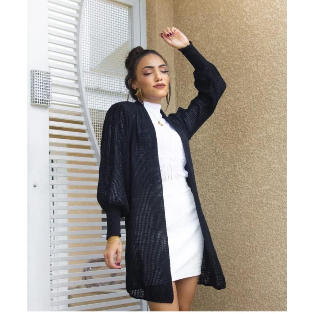 Cardigan Manga Bufante Outono/Inverno