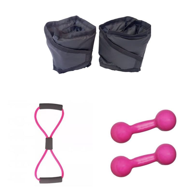Halter academia 3kg + Caneleira 3kg + Elástico Mul