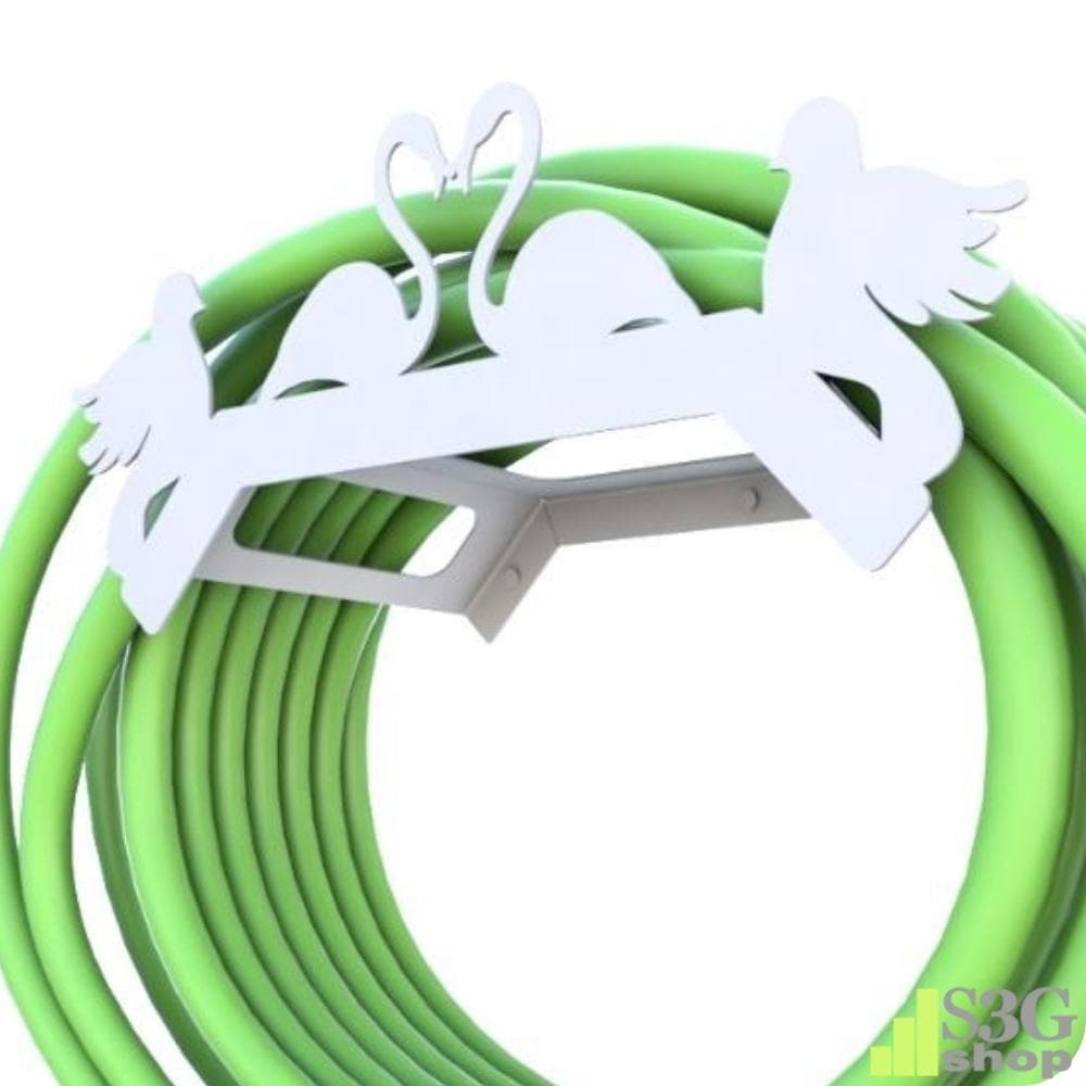 Suporte Enrolador De Mangueira De Jardim Passaro Branco