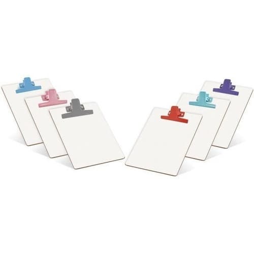6 X Pranchetas A5 Mdf Branca Com Prendedor Color Sortido