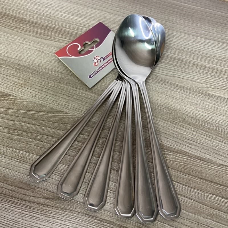 Jogo de 6 Colheres de Sopa toda Inox Silver 6 Peças  - REF 12763 - Colher de Sopa