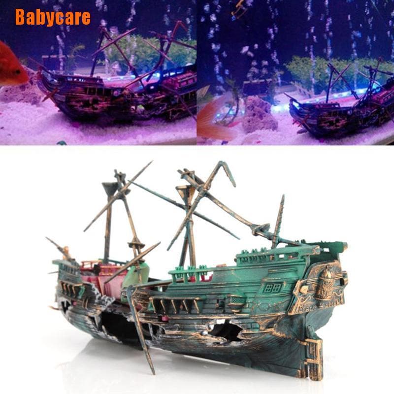Babycare Grande Aquário Decoração Barco Navio De Ar Dividido Tanque De Peixes