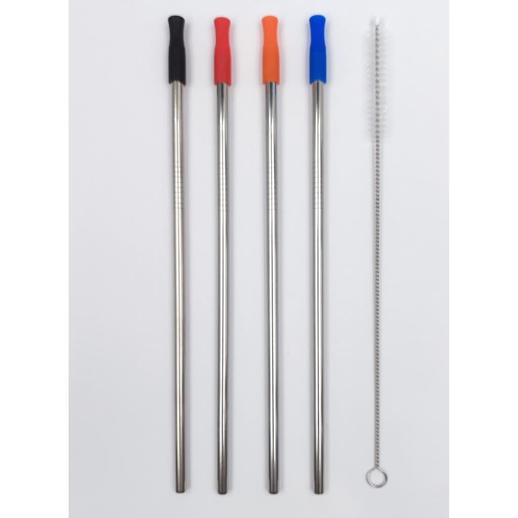 4 Canudo Ecológico inox Com Bico De Silicone +1 escova  reutilizável e sustentável