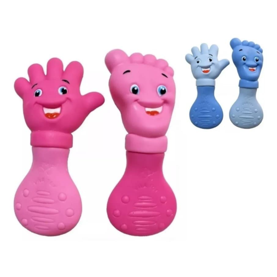 Kit Mordedor Bebe Mãozinha + Pezinho Anti Stress Gengiva