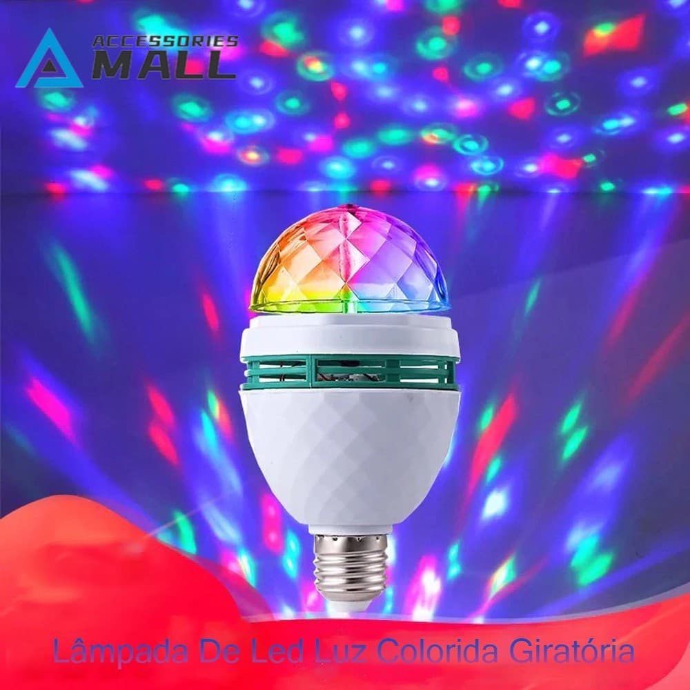 Lâmpada De Led Luz Colorida Giratória Rotativa Maluca Mais Forte Bola Dj Sua Festa Eventos Com Mais Emoção e Diversão E12