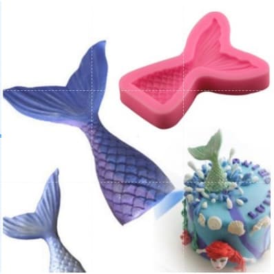 Molde de silicone calda de sereia biscuit pasta americana confeitaria