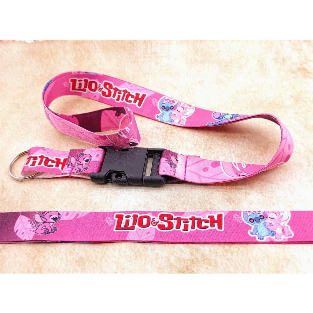 Cordão para pescoço LILO STITCH ROSA chaveiro Tirante com engate rápido para moto