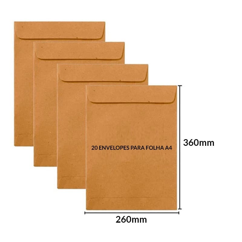 Envelope Saco Kraft Oficio 260X360mm 20 unidades