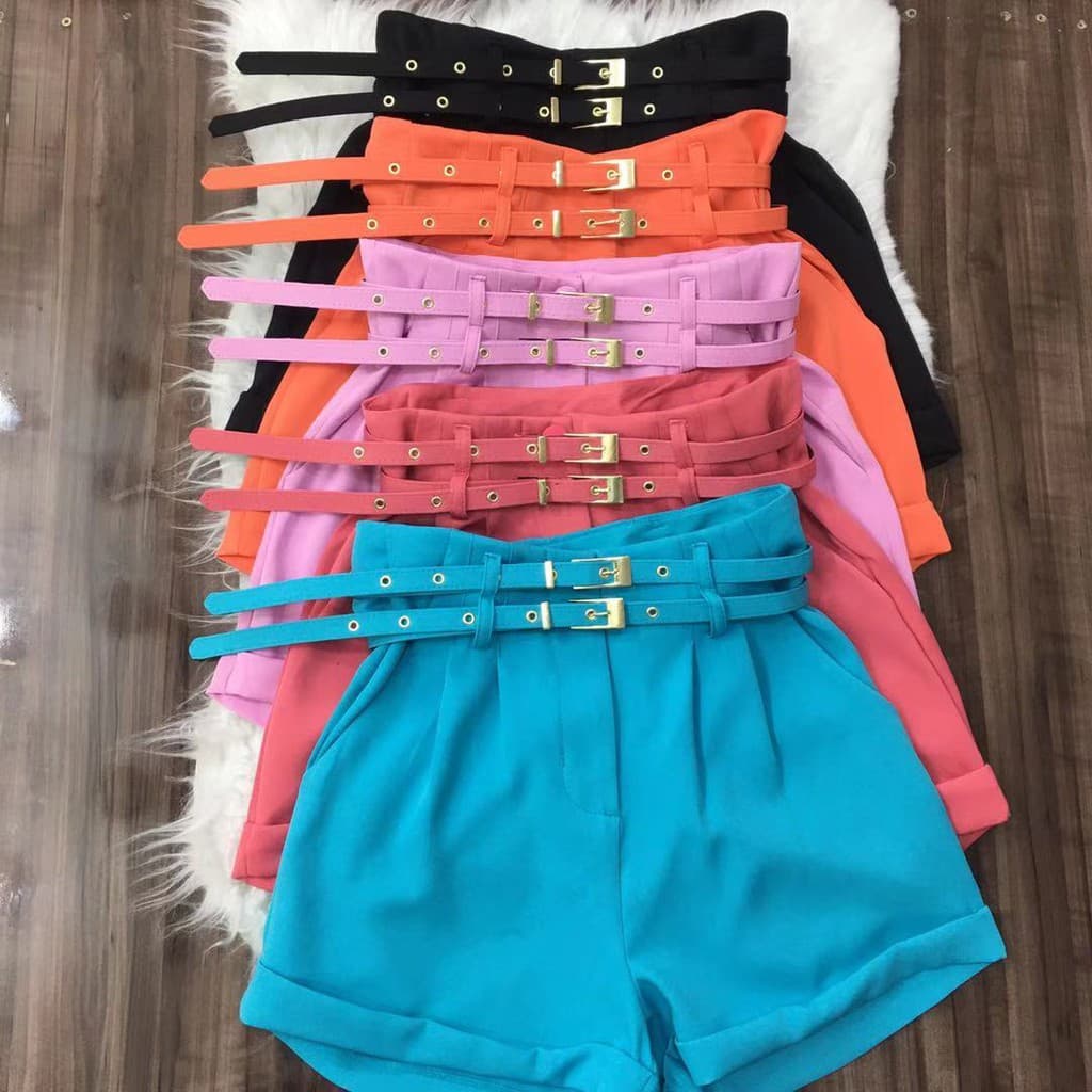 Short Alfaiataria Com 2 Cinto Feminina