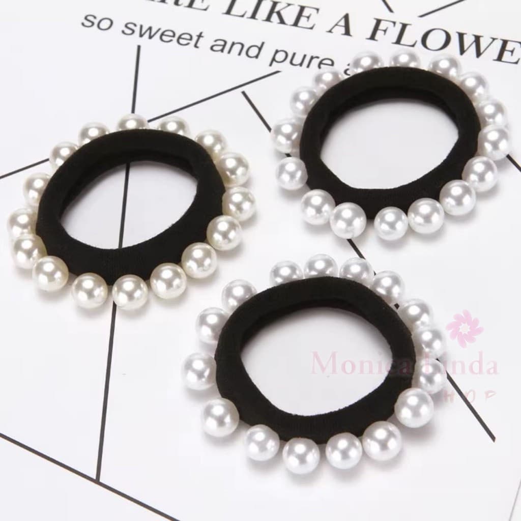 Elástico De Cabelo Com Pérolas branco bonito A Pronto Entrega