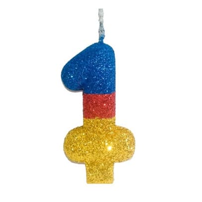 Velas Mix De Aniversário - Números + Glitter  - Cores Temáticas - Azul Royal, Vermelho e Dourado