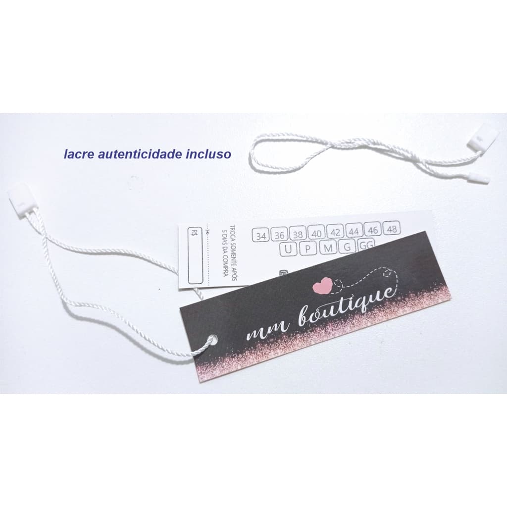 Kit 200 tag palito personalizada para roupa + 200 lacres autenticidade