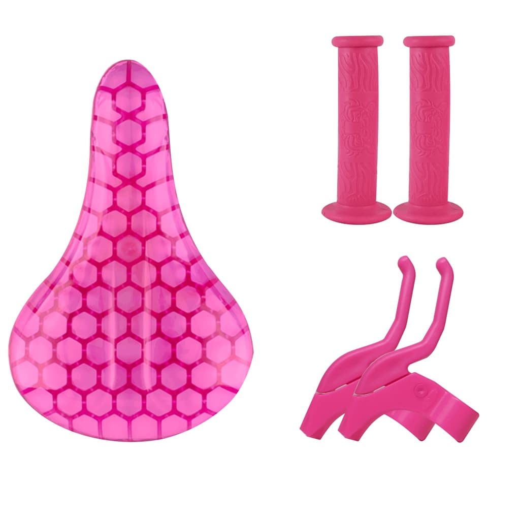 Kit Selim Colmeia, Manopla e Manete Bike aro 16 Rosa