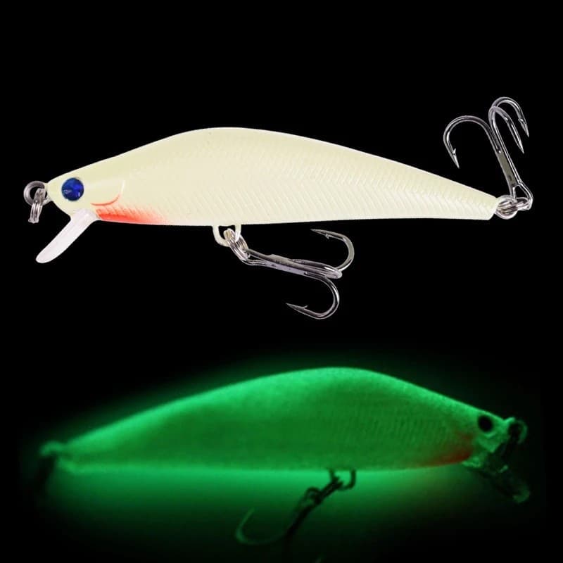 (3D Luminosa Minnow Iscas) (Noite Luminosa Isca De Pesca) (Baixo Minnow Iscas Com Ganchos Agudos) (Artificial Duro Crankbaits Pike)