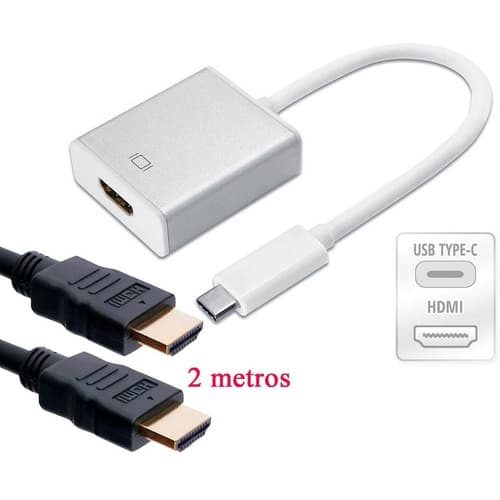 Cabo Adaptador Usb-c X Hdmi 4k + Cabo Hdmi 2metros