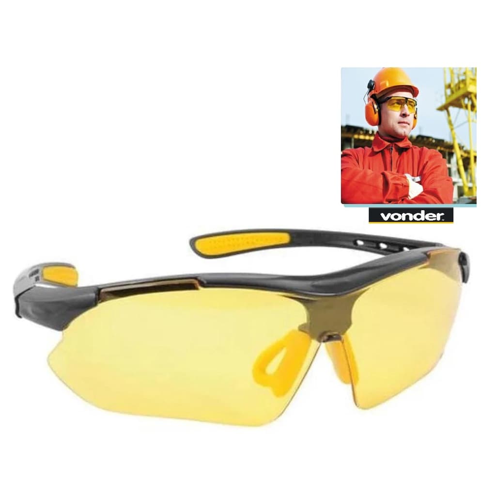 Oculos Vonder Amarelo De Proteção Epi Segurança Visao Tatic