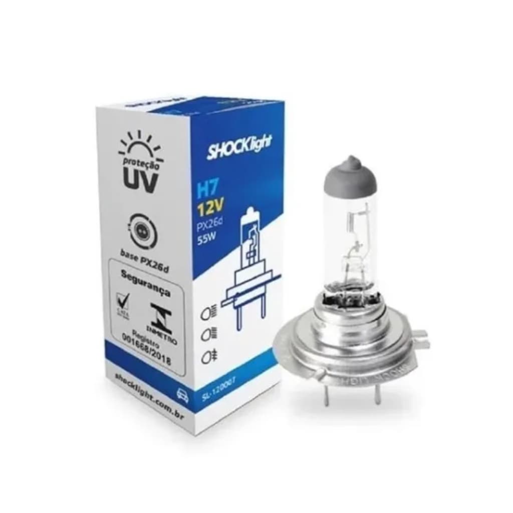 Lâmpada Automotiva H7 Halogena Px26d 12v 55w Shocklight