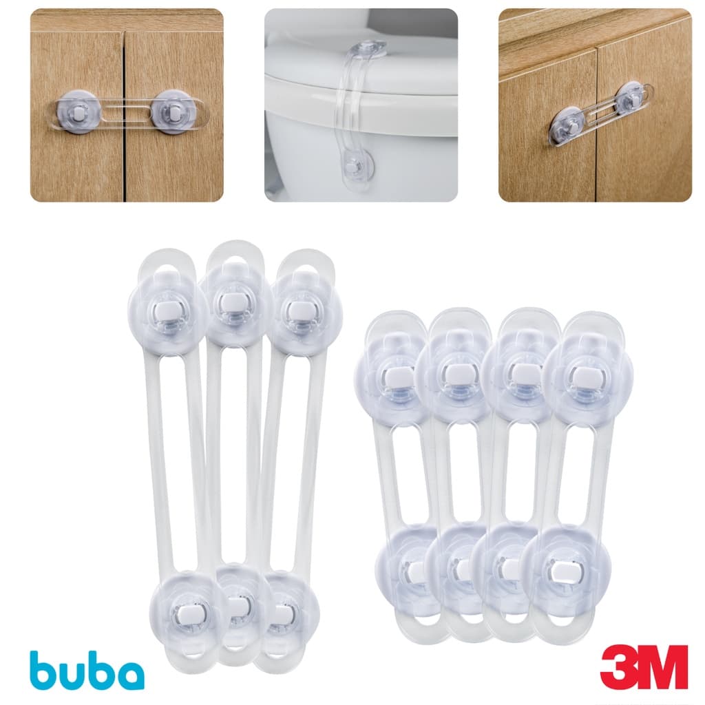 Kit Trava de Segurança para Crianças com fita 3M Gaveta Armário Vaso Sanitário