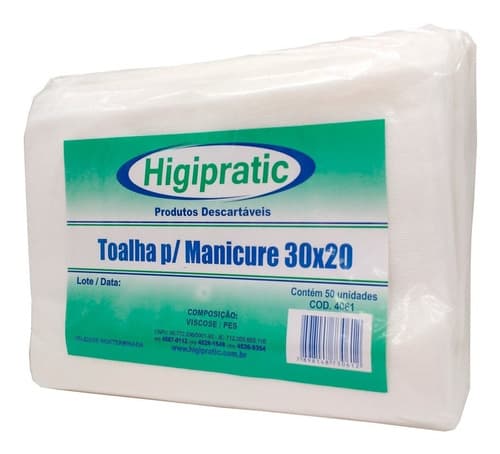 Toalha Manicure Descartável Higipratic 30x20 50 Unidades