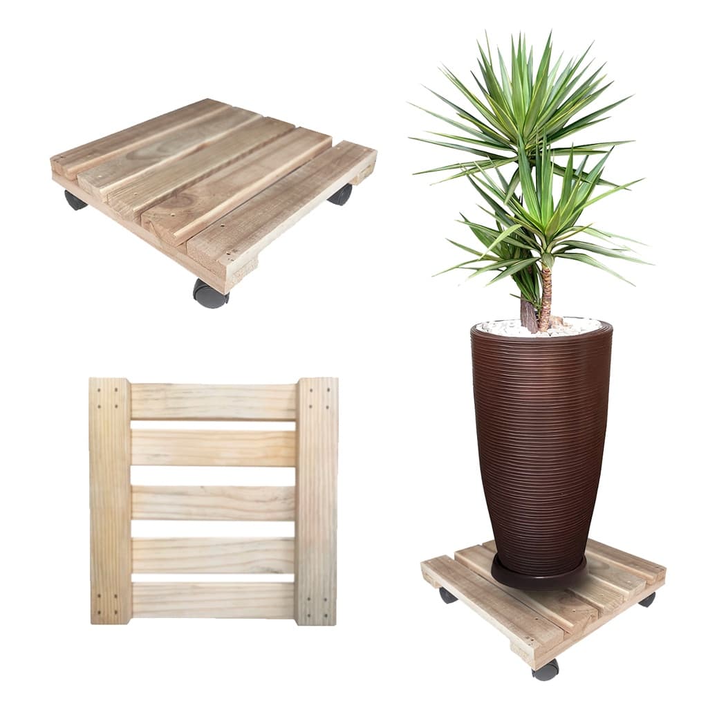 Suporte Vaso De Plantas Rustico Carrinho Rodinhas Casa Jardim Decoração