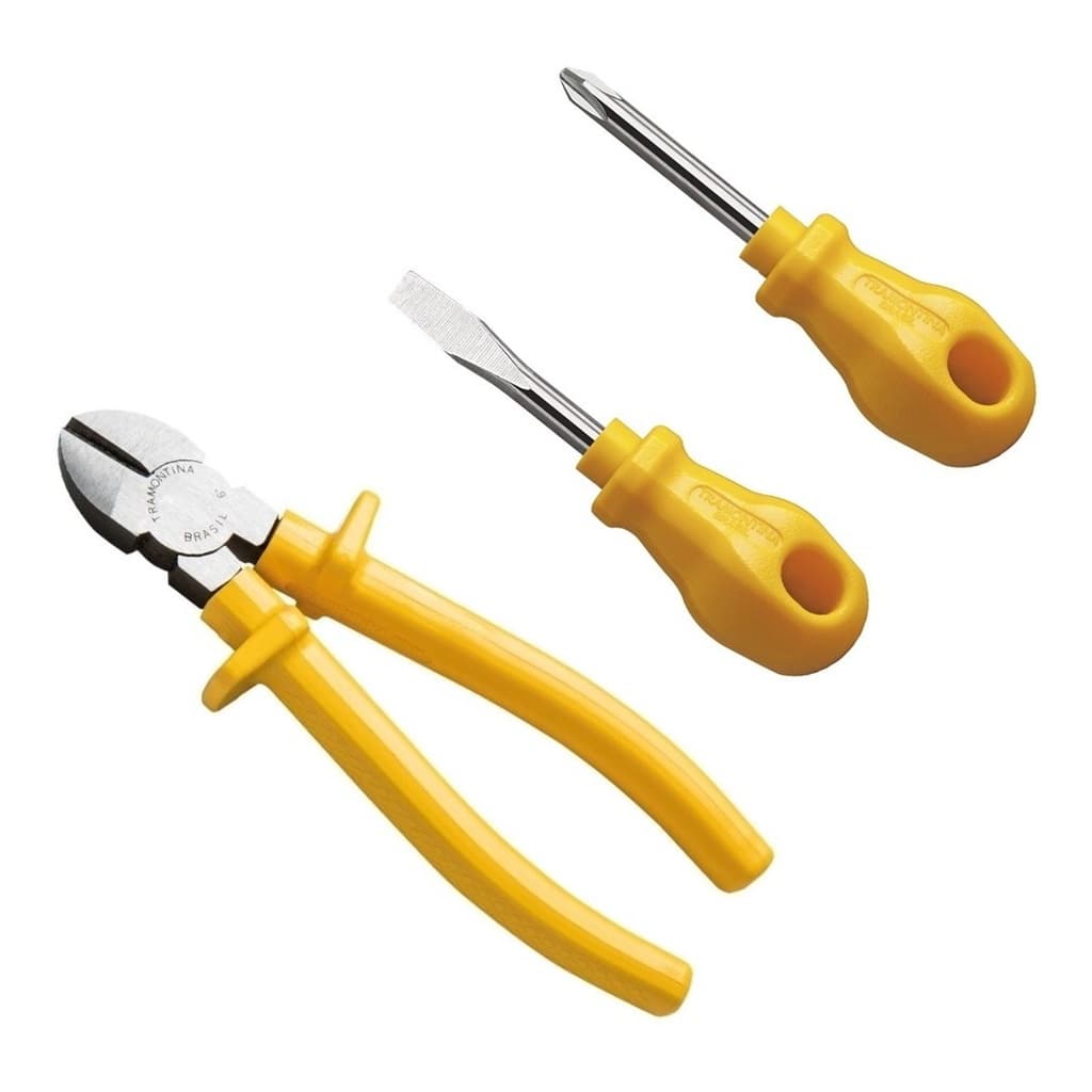 Kit Alicate de Corte Diagonal 6  Tramontina + Chave de Fenda Toco + Chave Philips Toco