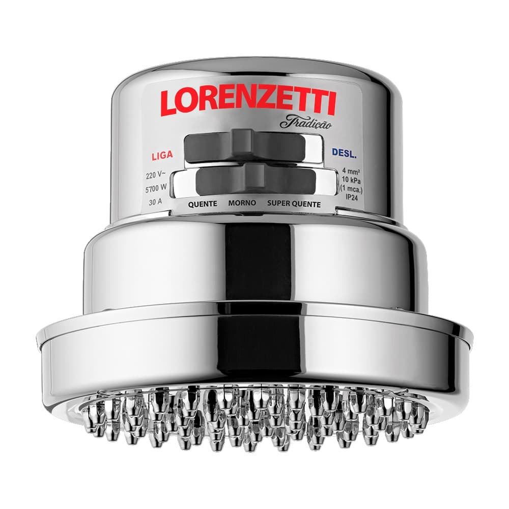 Chuveiro Elétrico Tradição Cromado Multitemperatura 5700W 220V Lorenzetti