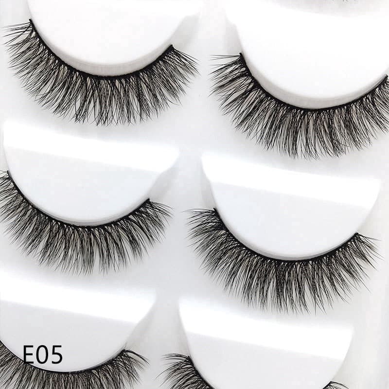 Cílios Postiços 3D E05 Natural pequeno para maquiagem efeito Mink 5 pares