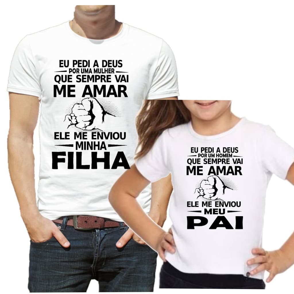 kit 2 Camisetas pai e filha amigos camisas dia dos pais