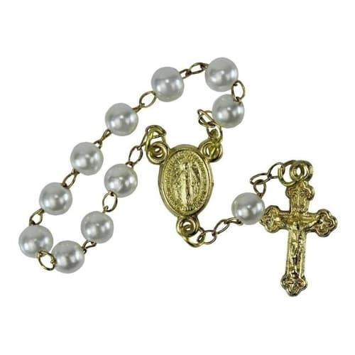 30 Mini Terços Dourado | Cor: Branco + 9x12 Organza Saco 30