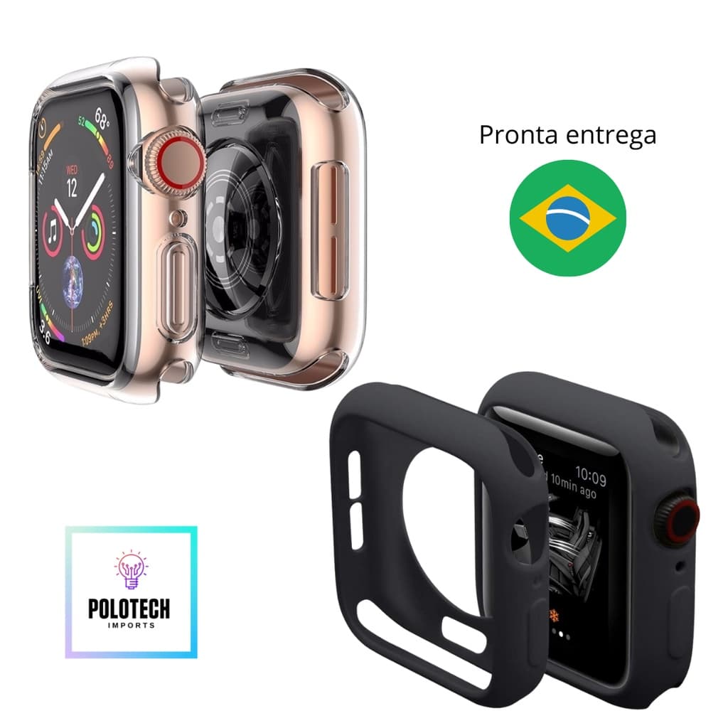 Capa Case Para Smartwatch hw12 16 22 x7 x8 Relógio Apple Watch iwo 12 13 16 38mm 40mm 42mm 44mm w26 w36 w46 w66 PRETO e TRANSPARENTE