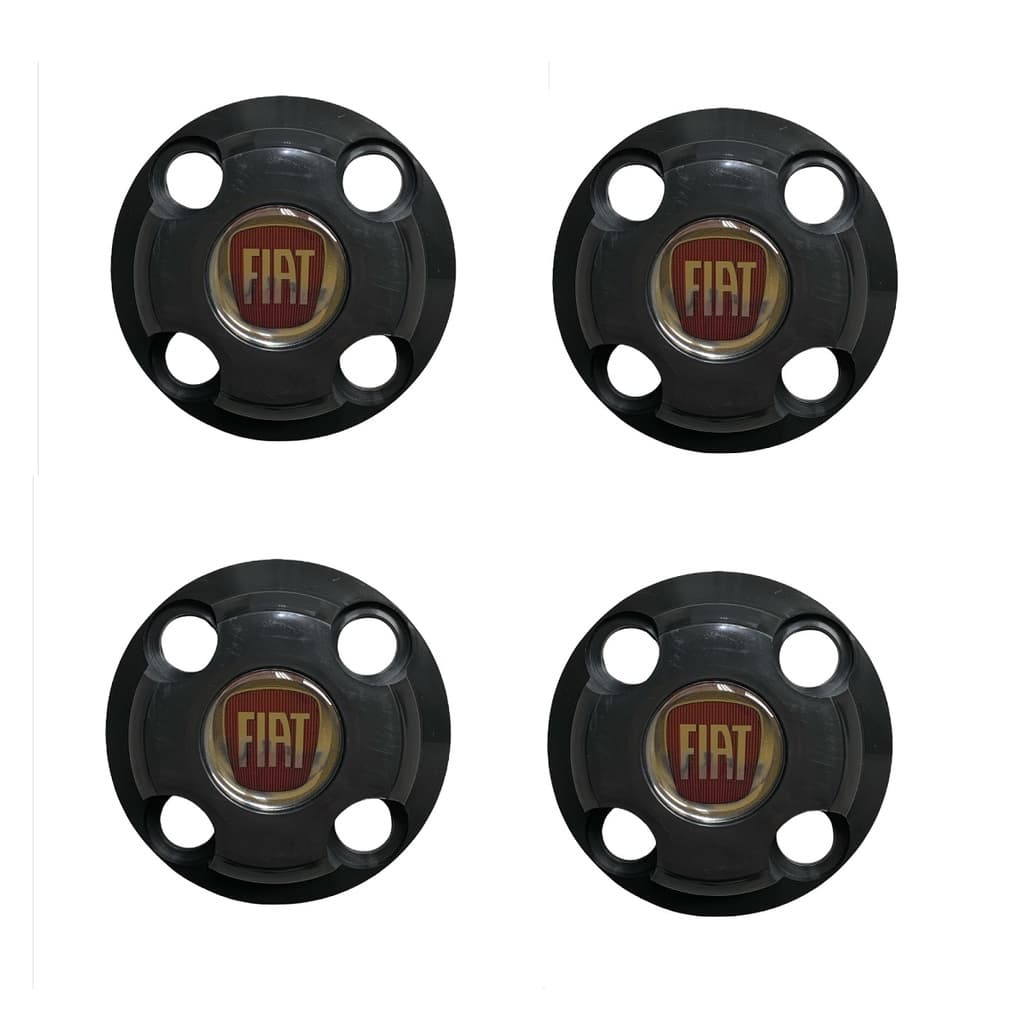 Jogo 4 Calotas Esportiva Roda De Ferro 4 Furos Fiat Vermelho  Aro 13 14 15 Uno Punto Fiorino Palio