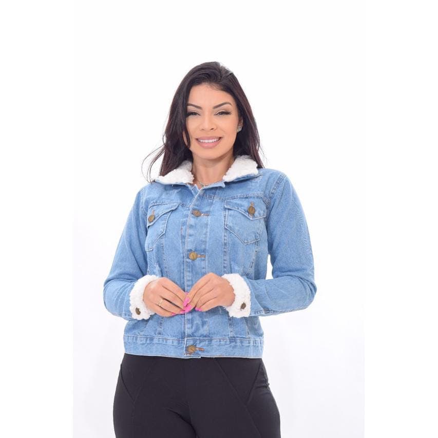 JAQUETA JEANS FEMININA JAQUETA PELINHO Manga Longa Casaco, Parca, Parka, Atacado, Varejo, Revenda, Outono, Inverno