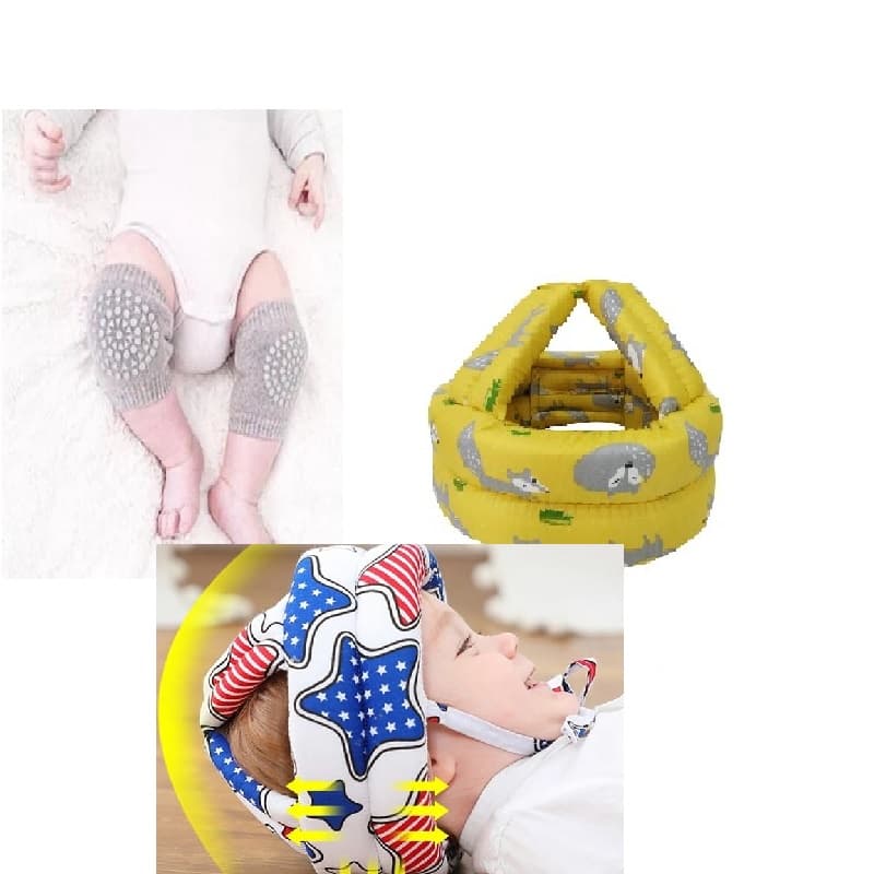 kit Capacete proteção para engatinhar +Par de joelheiras com proteção (Envio Imediato)