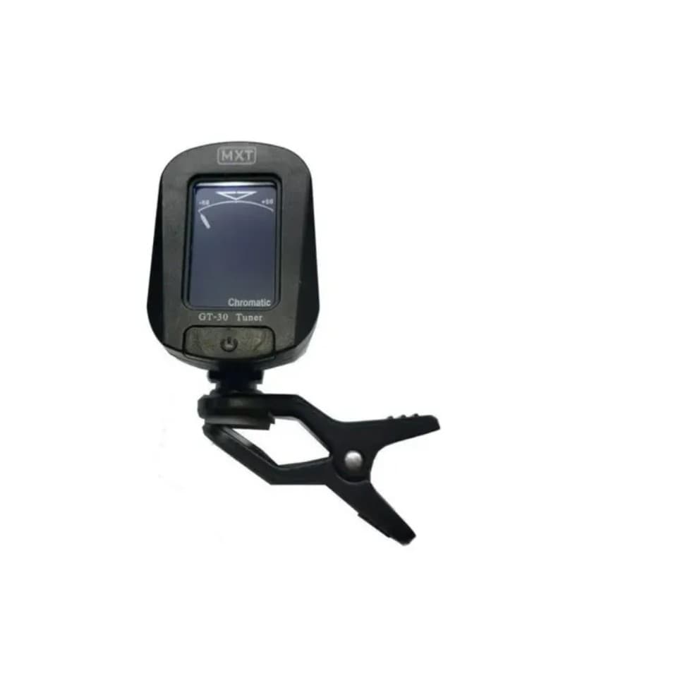 Afinador Digital MXT Preto GT-30 Clip Para Guitarra, Violão, Baixo, Violino e Ukulele
