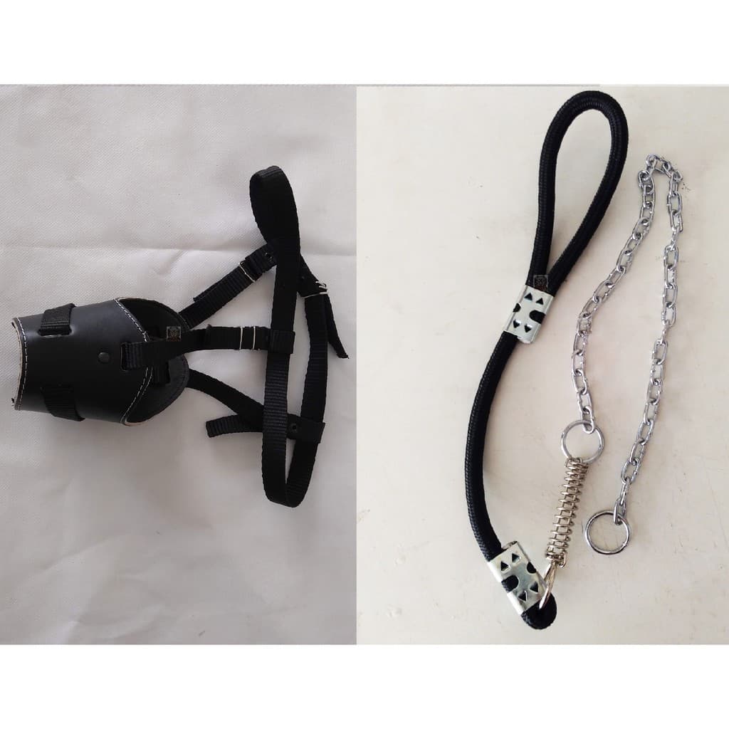 Focinheira Pet para cachorro ajustável em couro legítimo pitbull rotwailler pastor focinheira couro e guia corrente kit cachorro grande e medio porte black friday