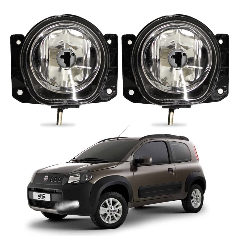 Farol de Milha Novo Uno 2010 a 2021 Par Farol Auxiliar de Carro Lente de Vidro Neblina Automotivo