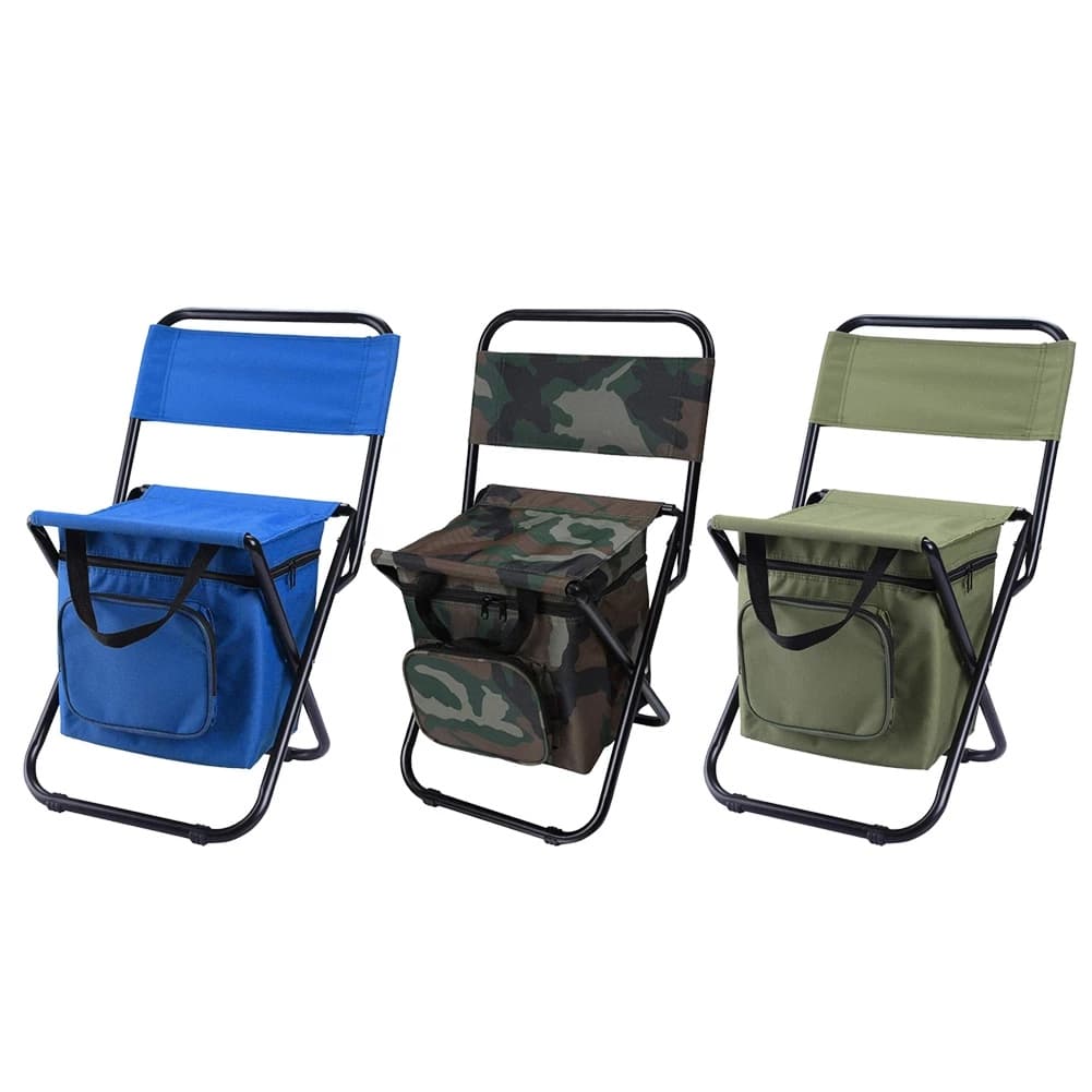 Cadeira de Camping/Pesca com Bolsa Termica Embutida Cadeira Banqueta Camping Com Bagageiro Pesca Dobrável Praia Piscina - Verde