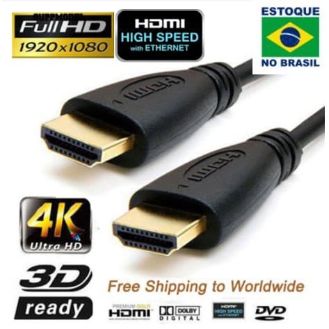 Cabo HDMI 2.0 FULLHD 1080P 4K PS3 , PS4, TV, DVD, XBOX 360, XBOX ONE - ALTA QUALIDADE
