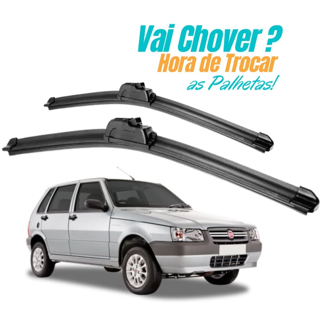 Kit Palheta Limpador Parabrisa Dianteiro + Traseiro Fiat Uno 1984 a 2013