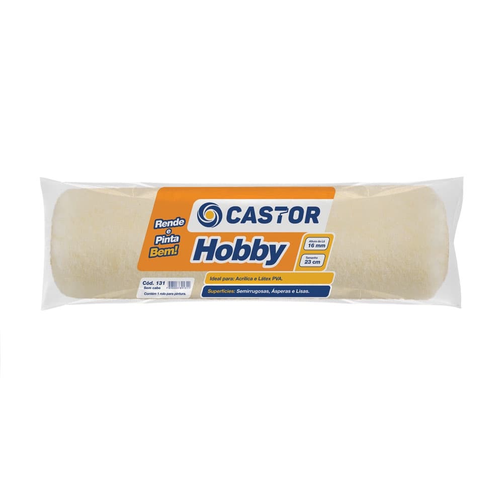 Rolo para pintura Lã Hobby 16MMx23CM s/cabo - Castor
