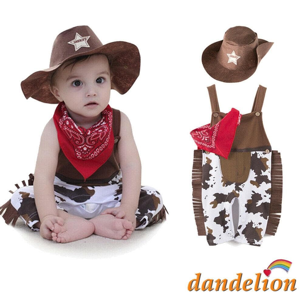 Conjunto Infantil Masculino Macacão Cowboy Borla + Chapéu + Lenço