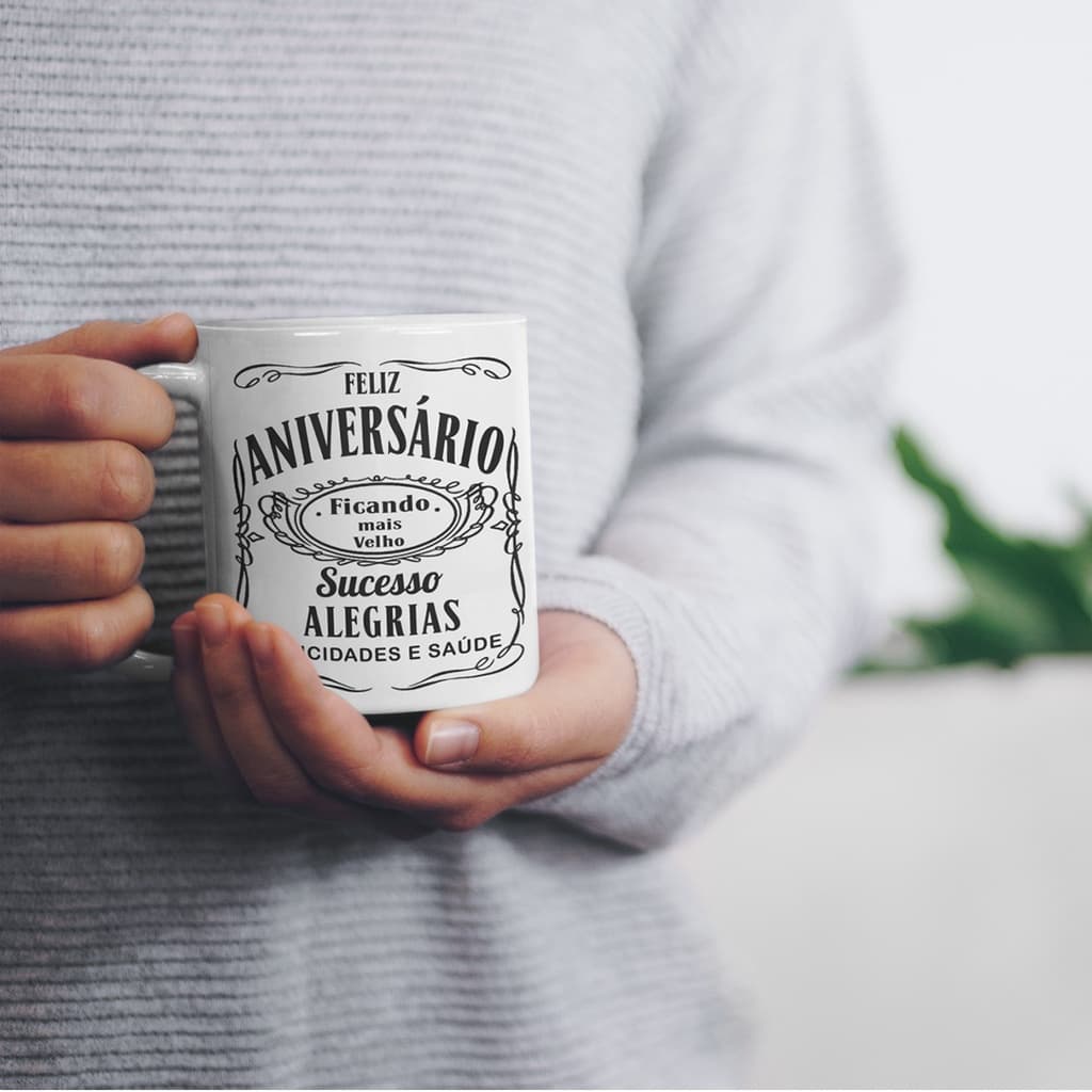 Caneca Feliz Aniversário com Nome e Foto