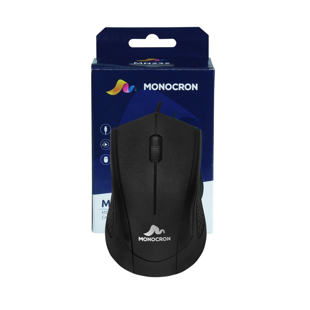Mouse Mn232 Preto 1.5m Dpi 1000 Óptico USB Confortável Escritório Uso Diário para computador
