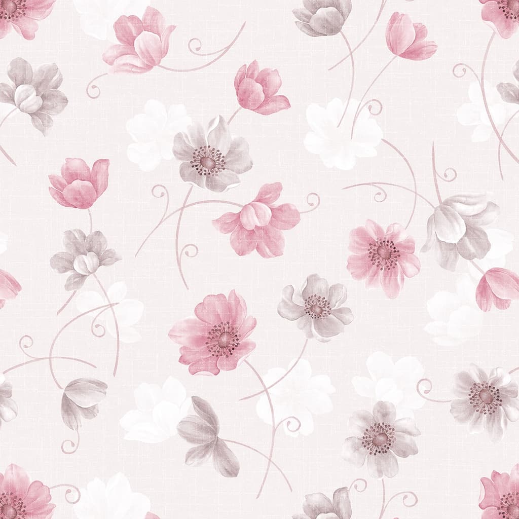 Papel De Parede Adesivo Floral Flores Delicadas Suave Tons Rosa Lavável, Quarto, Sala, etc. SSFL-003