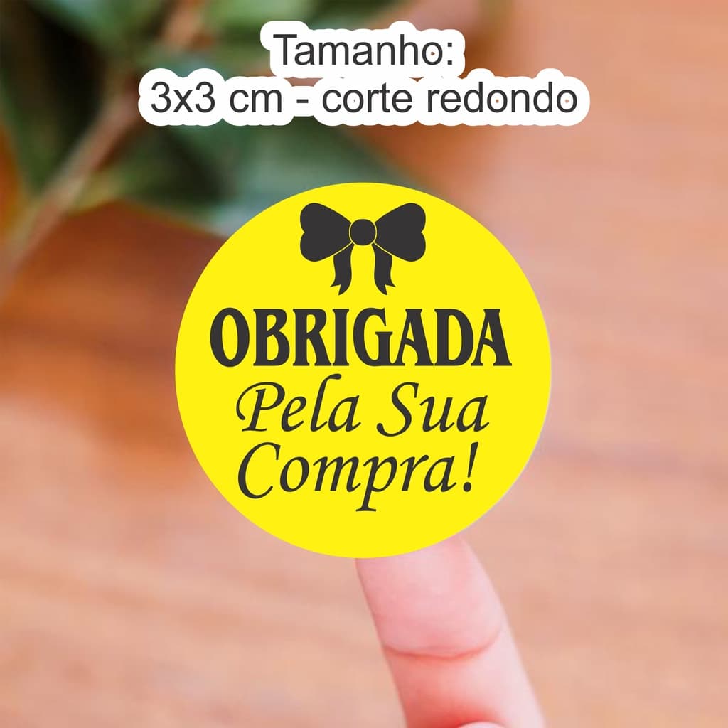 50 ADESIVOS REDONDOS RECORTADOS - Obrigada pela sua compra! 3 cm redondo vinil