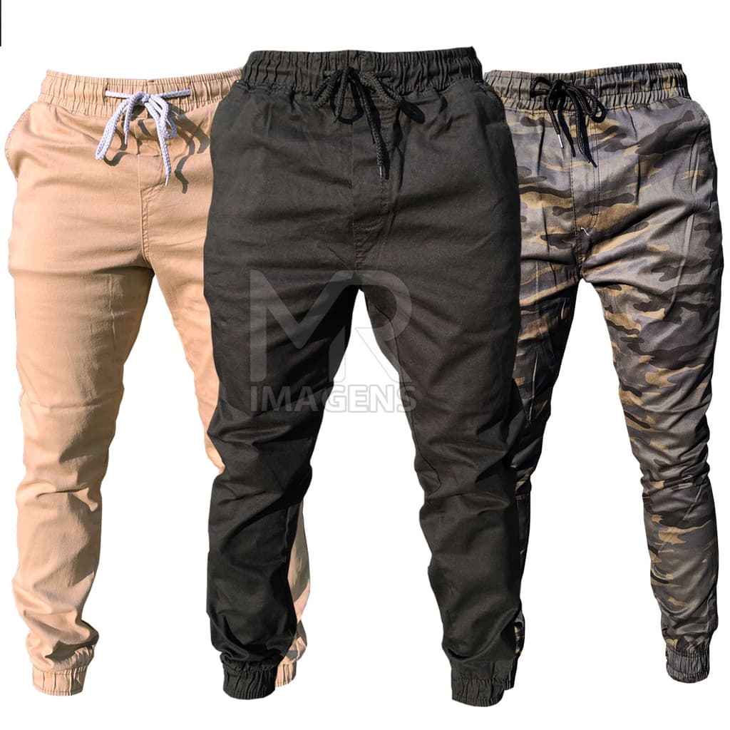 Calça Jogger Masculina Bege Camuflada Exercito Preta  Pronta Entrega