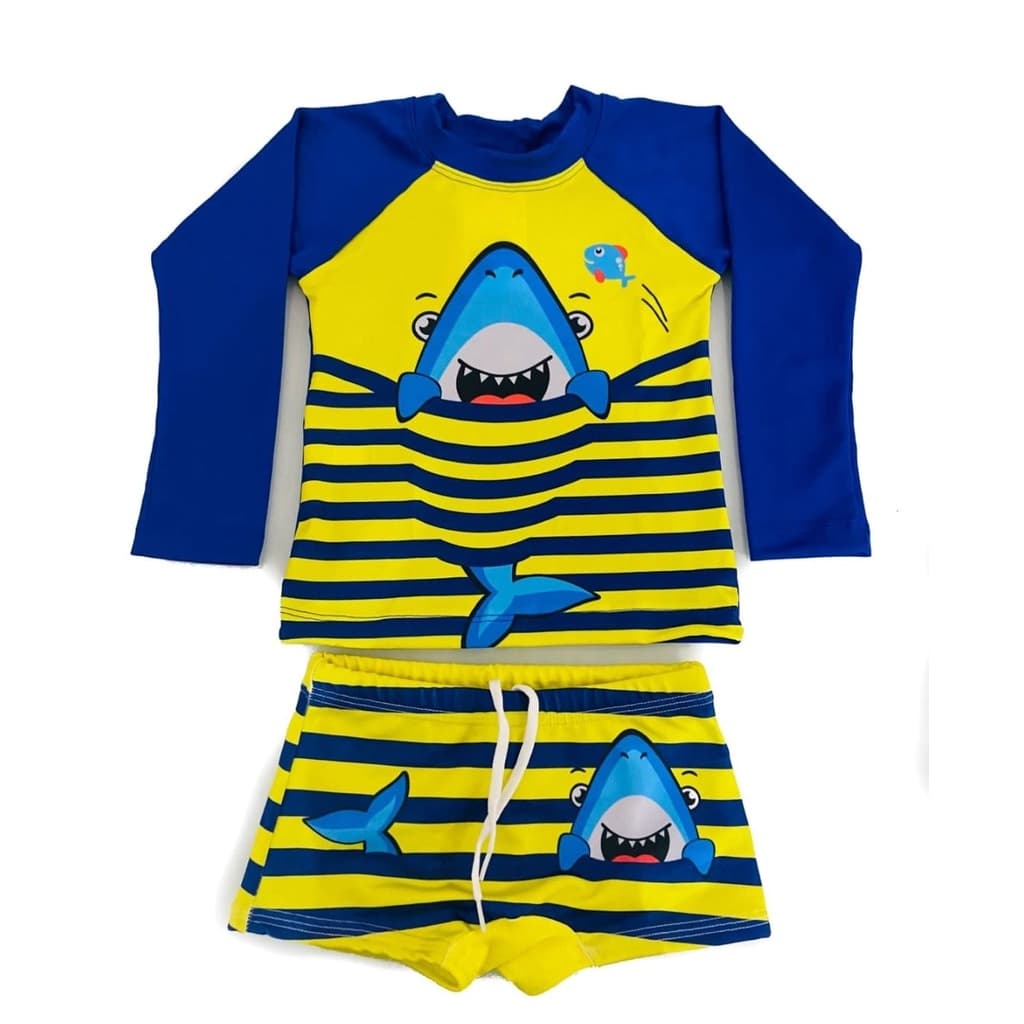 Kit Sunga Bebê Infantil + Blusa Com Proteção Solar Bebê e Infantil UV50 Proteção Contra o Sol