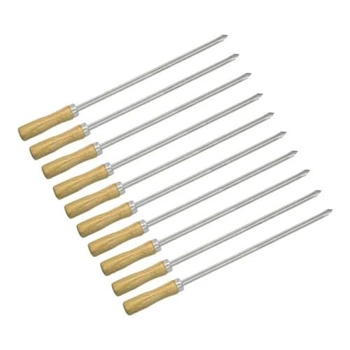 Kit 10 Mini Espetinhos 30 Cm Em Aço Inox